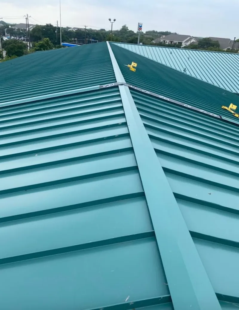 Green commercial metal roof ridge and valley for Metal Roof Repair in Miami Beach